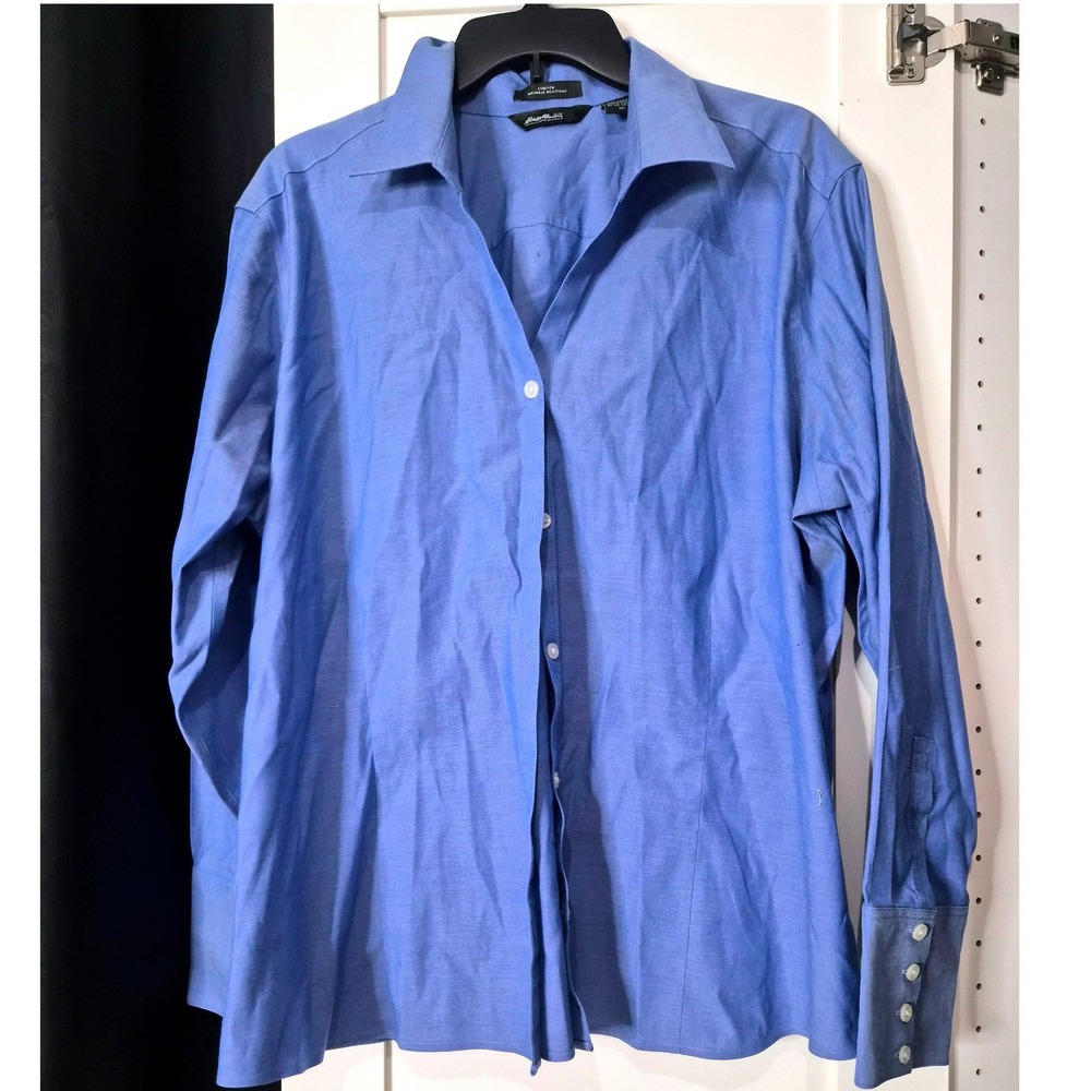 Eddie Bauer Blue Button Up Shirt XXL Long Sleeve